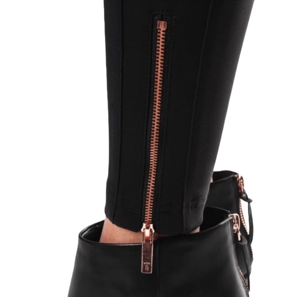 Ted Baker Black Pull On Jegging Legging Pant Ankle Zip Elastic Waist Sz0 (Small) - Picture 2 of 11